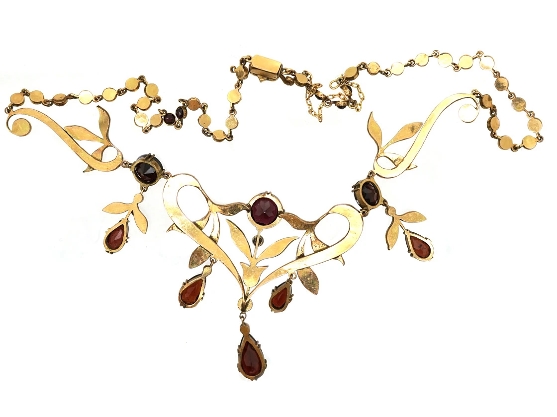 Art Nouveau Triple Drop Garnet Necklace 8 Art Nouveau Triple Drop Garnet Necklace - Image 6
