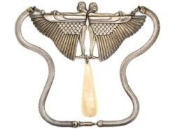 Large Silver Egyptian Revival Necklace -Antique Jewellery Company DSC08041 1