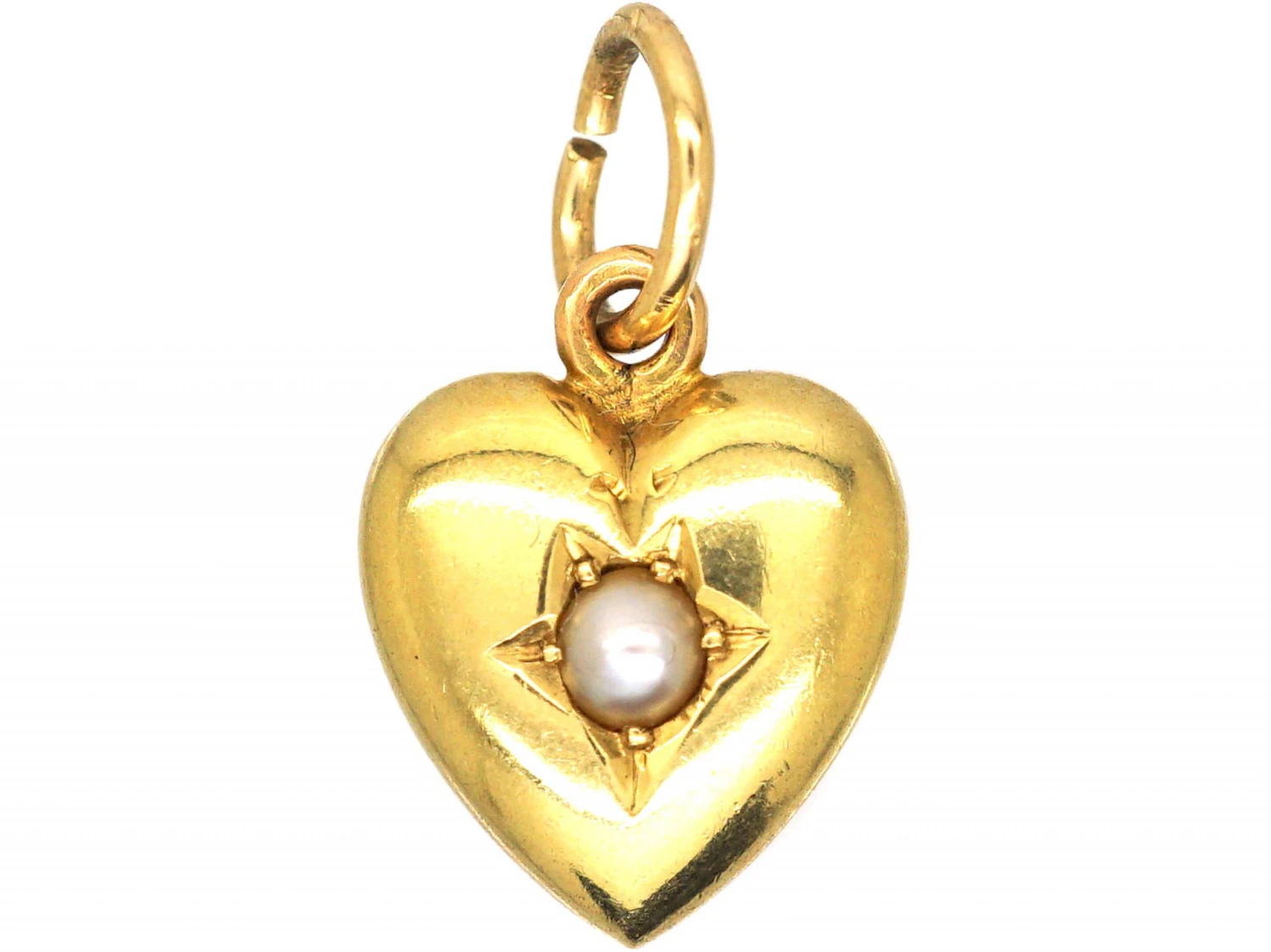 Edwardian 15ct Gold Heart Pendant Set With A Natural Split Pearl 3 Edwardian 15ct Gold Heart Pendant Set With A Natural Split Pearl