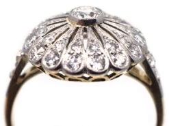 Edwardian 18ct Gold ​& Platinum, Diamond Starburst Ring -Antique Jewellery Company DSC08059