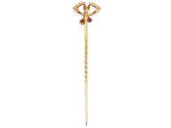 Art Deco Platinum & 18ct Gold, Rose Diamond Natural Pearl & Ruby Tie Pin 10 Art Deco Platinum & 18ct Gold, Rose Diamond Natural Pearl & Ruby Tie Pin -Antique Jewellery Company DSC08062 1