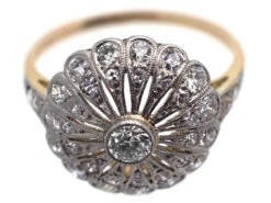 Edwardian 18ct Gold ​& Platinum, Diamond Starburst Ring -Antique Jewellery Company DSC08069