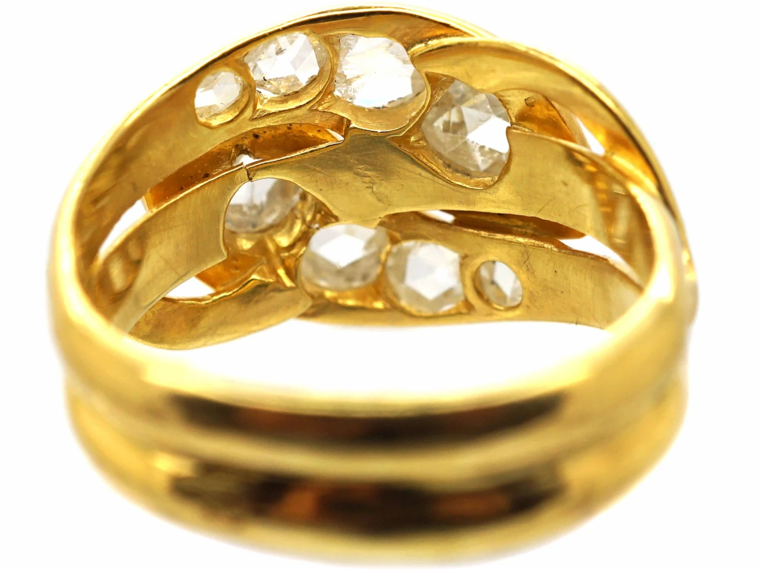 French Import 19th Century 18ct Gold Double Snake Ring Set With Rose Diamonds 6 French Import 19th Century 18ct Gold Double Snake Ring Set With Rose Diamonds - Image 4
