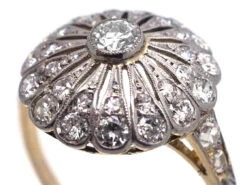Edwardian 18ct Gold ​& Platinum, Diamond Starburst Ring -Antique Jewellery Company DSC08077