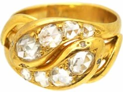French Import 19th Century 18ct Gold Double Snake Ring Set With Rose Diamonds 15 French Import 19th Century 18ct Gold Double Snake Ring Set With Rose Diamonds -Antique Jewellery Company DSC08092 scaled 1