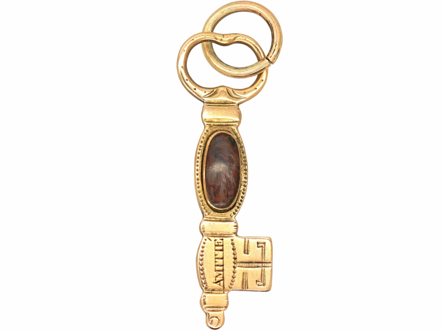 Georgian 9ct Gold Key With Locket & Engraved Amitie 3 Georgian 9ct Gold Key With Locket & Engraved Amitie