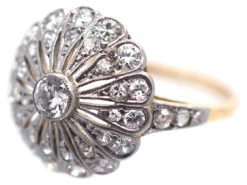 Edwardian 18ct Gold ​& Platinum, Diamond Starburst Ring -Antique Jewellery Company DSC08108