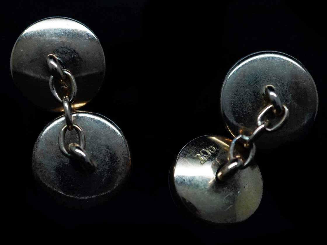 Edwardian 9ct Gold & Mother Of Pearl Button Design Cufflinks 6 Edwardian 9ct Gold & Mother Of Pearl Button Design Cufflinks - Image 4