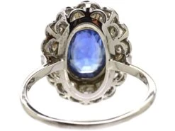 Early 20th Century Platinum, Large Sapphire & Diamond Oval Cluster Ring 10 Early 20th Century Platinum, Large Sapphire & Diamond Oval Cluster Ring -Antique Jewellery Company DSC08125 scaled 1