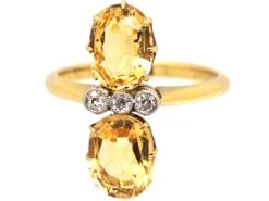 Edwardian 18ct Gold Ring Set With Topaz & Diamonds -Antique Jewellery Company DSC08126 scaled 1