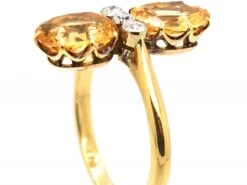 Edwardian 18ct Gold Ring Set With Topaz & Diamonds -Antique Jewellery Company DSC08132 scaled 1