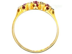 Victorian 18ct Gold, Ruby & Rose Diamond Lines Ring -Antique Jewellery Company DSC08177 copy