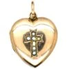 Edwardian 9ct Gold Back & Front Heart Shaped Locket With Cross Set With Natural Split Pearls -Antique Jewellery Company DSC08185 copy scaled 1
