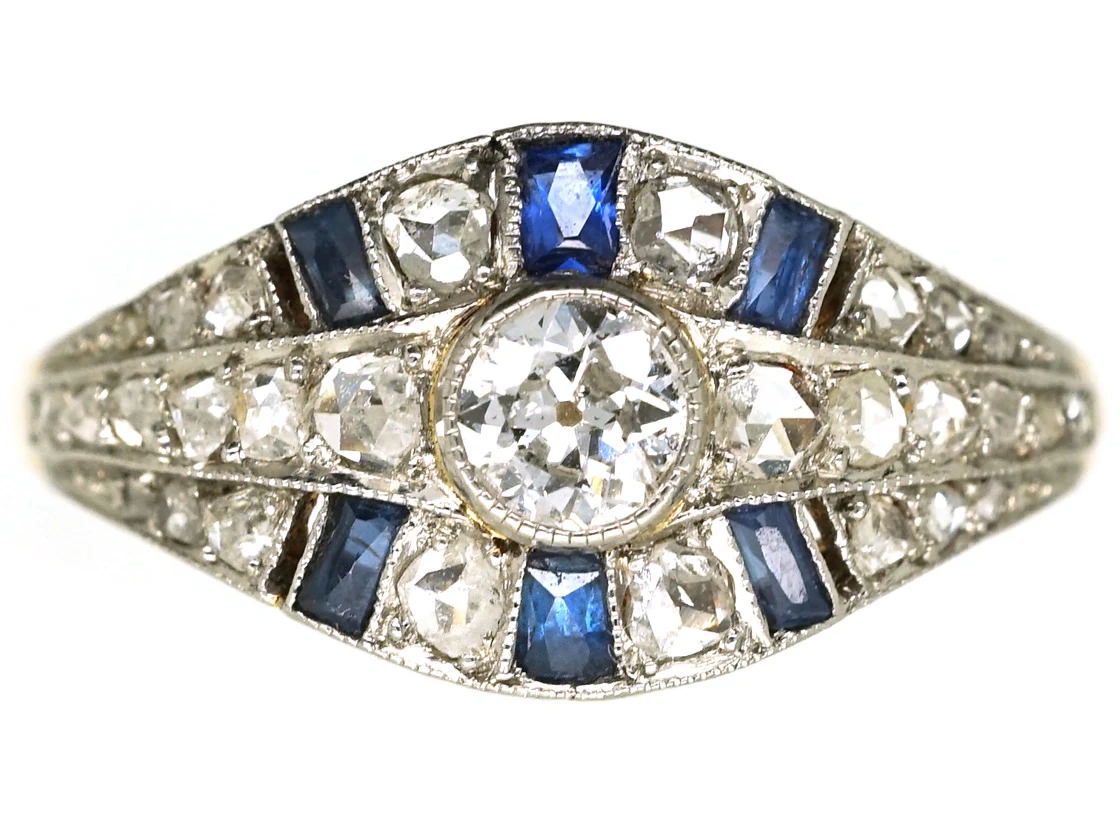 French Art Deco Sapphire & Diamond Ring 3 French Art Deco Sapphire & Diamond Ring