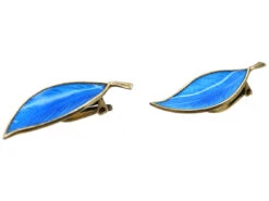 Silver & Blue Enamel Earrings By Bjerring Brothers 10 Silver & Blue Enamel Earrings By Bjerring Brothers -Antique Jewellery Company DSC08198