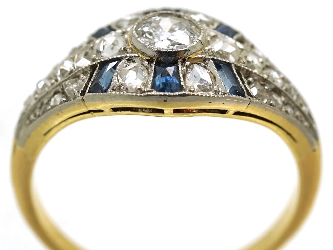 French Art Deco Sapphire & Diamond Ring 4 French Art Deco Sapphire & Diamond Ring - Image 2