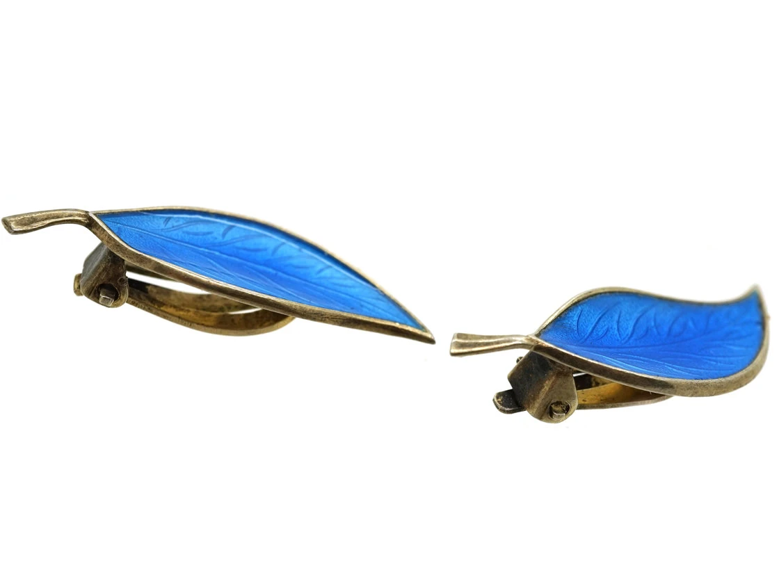 Silver & Blue Enamel Earrings By Bjerring Brothers 6 Silver & Blue Enamel Earrings By Bjerring Brothers - Image 4
