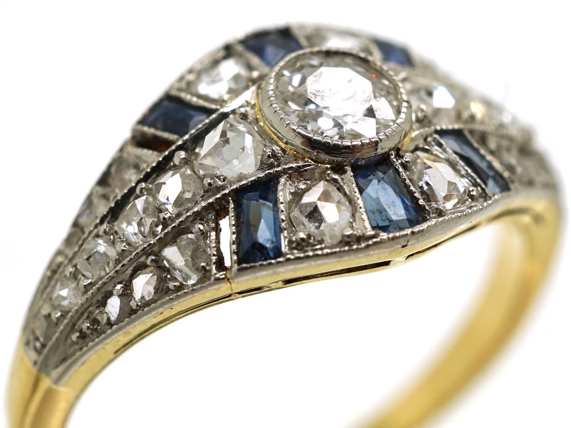 French Art Deco Sapphire & Diamond Ring 5 French Art Deco Sapphire & Diamond Ring - Image 3