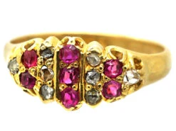 Victorian 18ct Gold, Ruby & Rose Diamond Lines Ring -Antique Jewellery Company DSC08204 copy