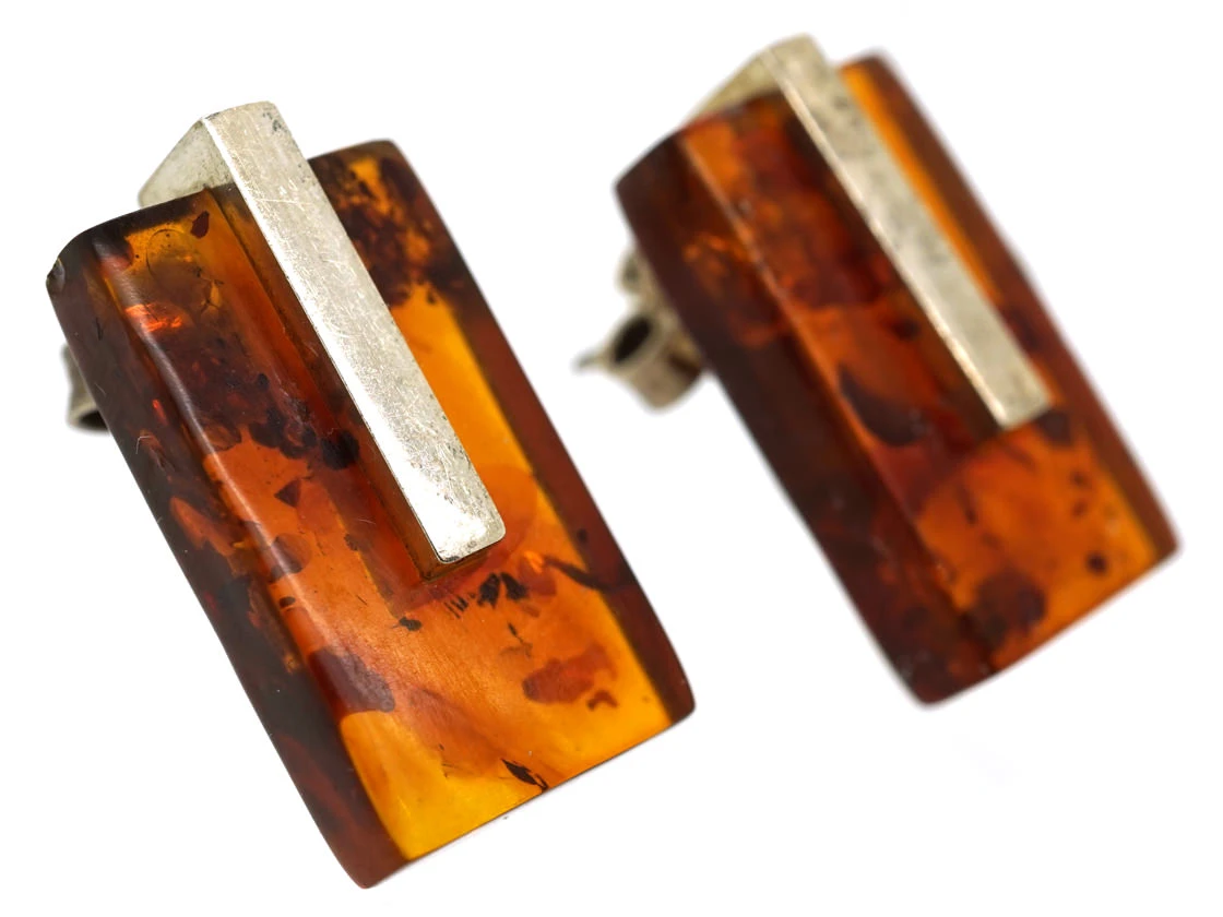 Amber & Silver Earrings 4 Amber & Silver Earrings - Image 2