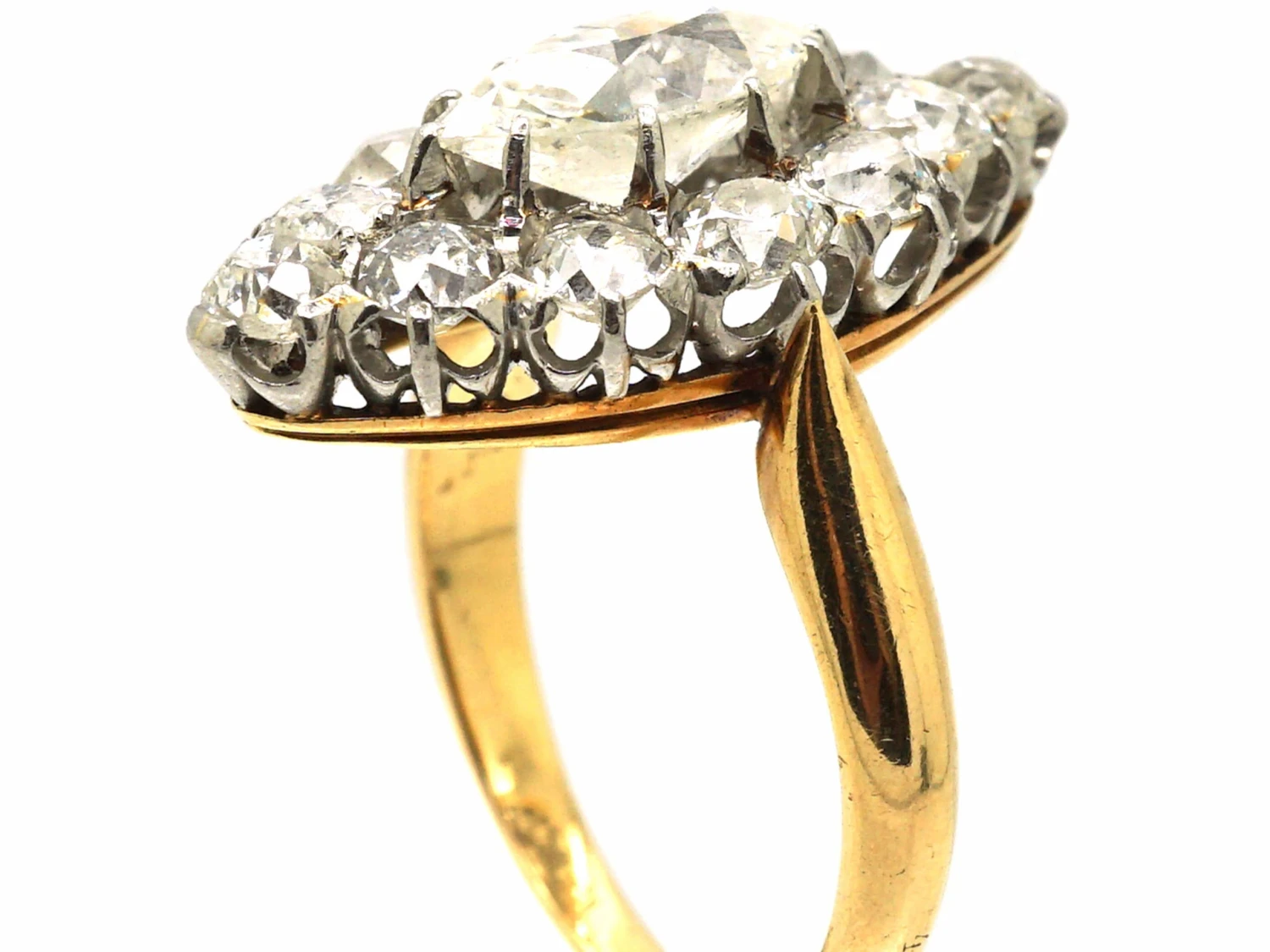Victorian 18ct Gold Marquise Shaped Diamond Ring Set With A Large Marquise Diamond 4 Victorian 18ct Gold Marquise Shaped Diamond Ring Set With A Large Marquise Diamond - Image 2