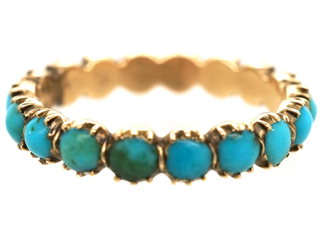 Georgian 15ct Gold & Turquoise Eternity Ring 9 Georgian 15ct Gold & Turquoise Eternity Ring - Image 7