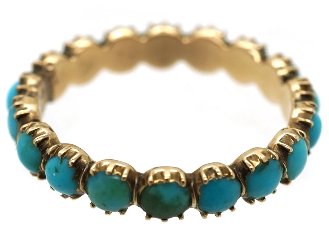Georgian 15ct Gold & Turquoise Eternity Ring 5 Georgian 15ct Gold & Turquoise Eternity Ring - Image 3