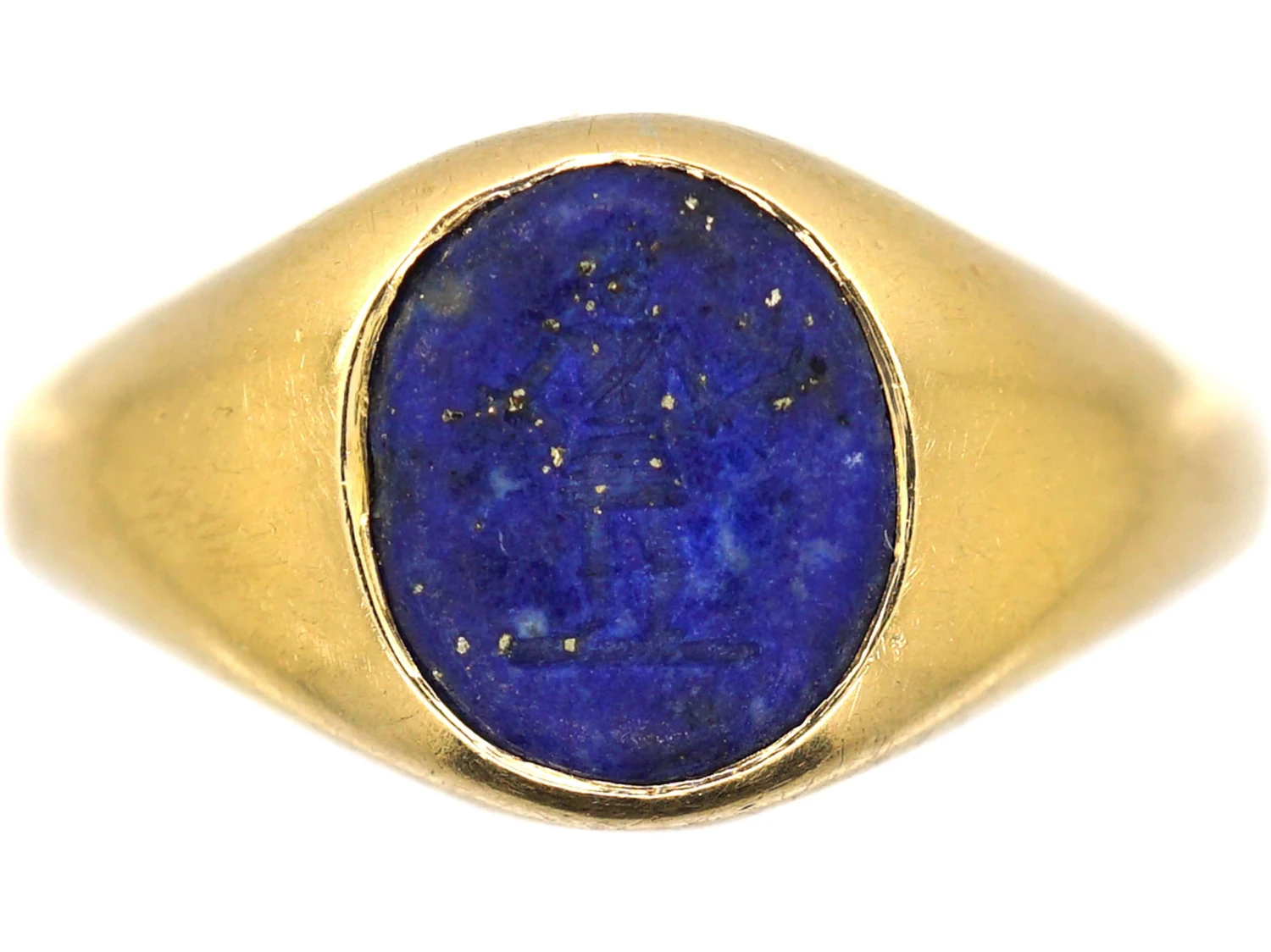 Victorian 18ct Gold Signet Ring With Lapis Lazuli Intaglio Of A Man 3 Victorian 18ct Gold Signet Ring With Lapis Lazuli Intaglio Of A Man