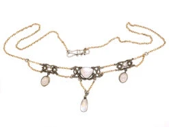 Silver & Gold , Moonstone & Blister Pearl Arts & Crafts Necklace 12 Silver & Gold , Moonstone & Blister Pearl Arts & Crafts Necklace -Antique Jewellery Company DSC08340