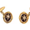 Victorian 18ct Gold Cabochon Garnet ​& Diamond Star Set Cufflinks -Antique Jewellery Company DSC08343 1