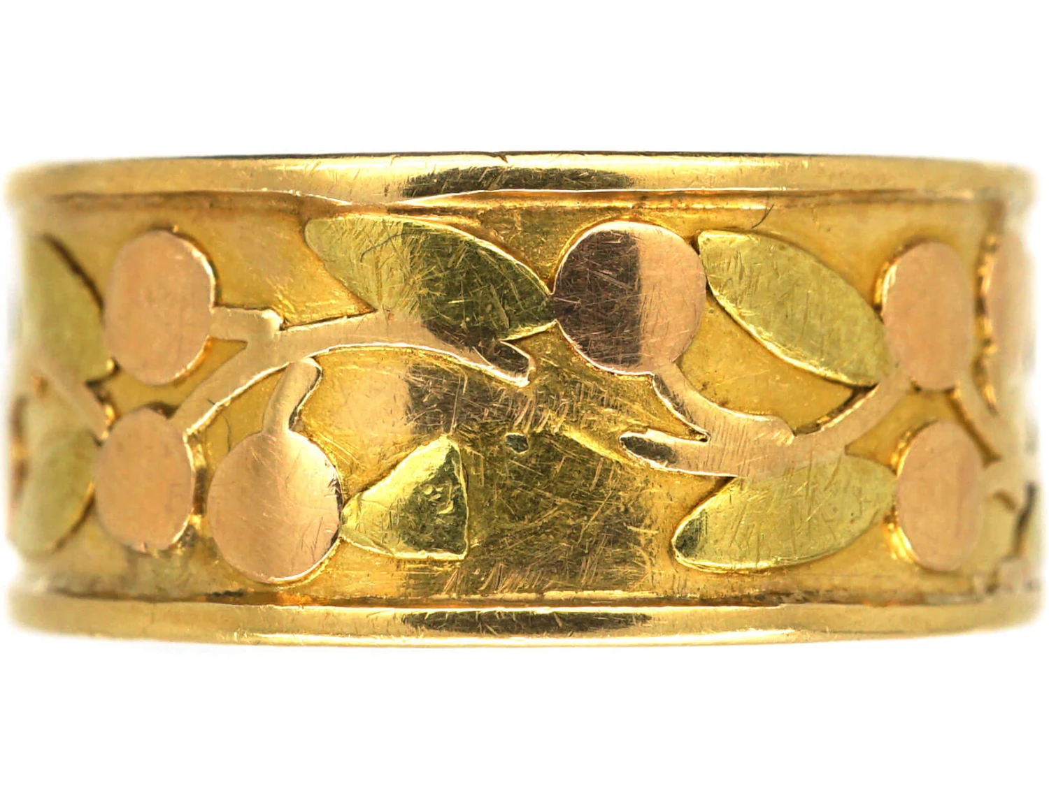 Victorian Two Colour Gold 18ct Gold Wedding Band With Cherry Motif 4 Victorian Two Colour Gold 18ct Gold Wedding Band With Cherry Motif - Image 2