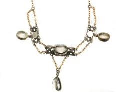 Silver & Gold , Moonstone & Blister Pearl Arts & Crafts Necklace 9 Silver & Gold , Moonstone & Blister Pearl Arts & Crafts Necklace -Antique Jewellery Company DSC08347 1