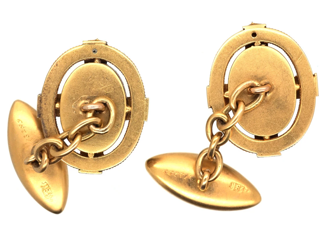 Victorian 18ct Gold Cabochon Garnet & Diamond Star Set Cufflinks 6 Victorian 18ct Gold Cabochon Garnet & Diamond Star Set Cufflinks - Image 4