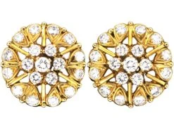 18ct Gold Clip On Diamond Cluster Earrings