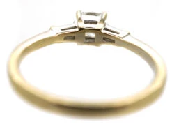 18ct White Gold French Cut Diamond Ring With Baguette Diamond Shoulders -Antique Jewellery Company DSC08370