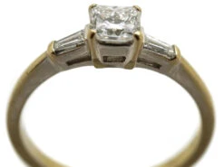 18ct White Gold French Cut Diamond Ring With Baguette Diamond Shoulders -Antique Jewellery Company DSC08379