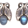 Georg Jensen Silver & Moonstone Clip On Earrings -Antique Jewellery Company DSC08386