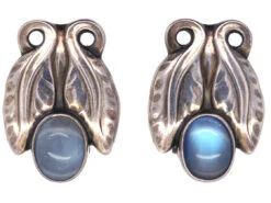 Georg Jensen Silver & Moonstone Clip On Earrings