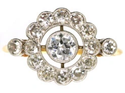 Edwardian 18ct Gold, Platinum &Diamond Target Ring