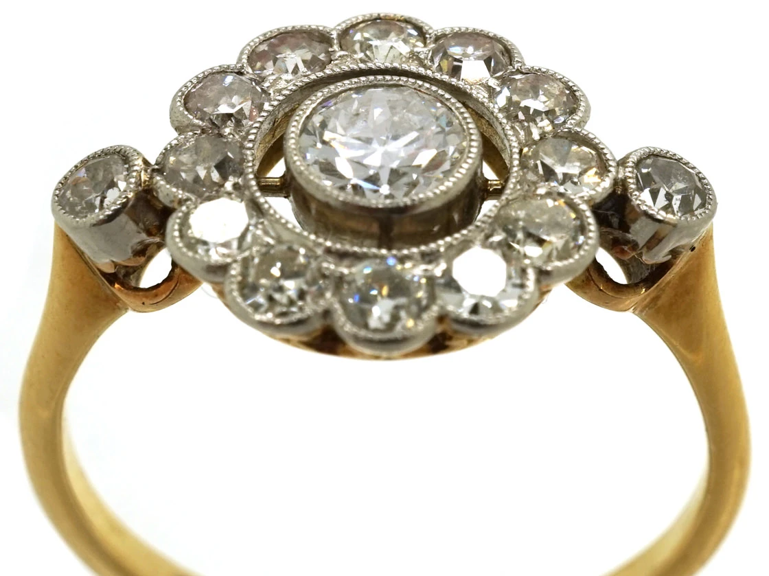 Edwardian 18ct Gold, Platinum &Diamond Target Ring 6 Edwardian 18ct Gold, Platinum &Diamond Target Ring - Image 4