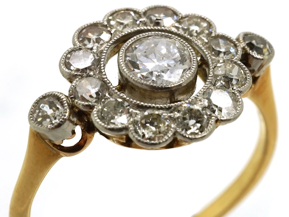 Edwardian 18ct Gold, Platinum &Diamond Target Ring 10 Edwardian 18ct Gold, Platinum &Diamond Target Ring - Image 8
