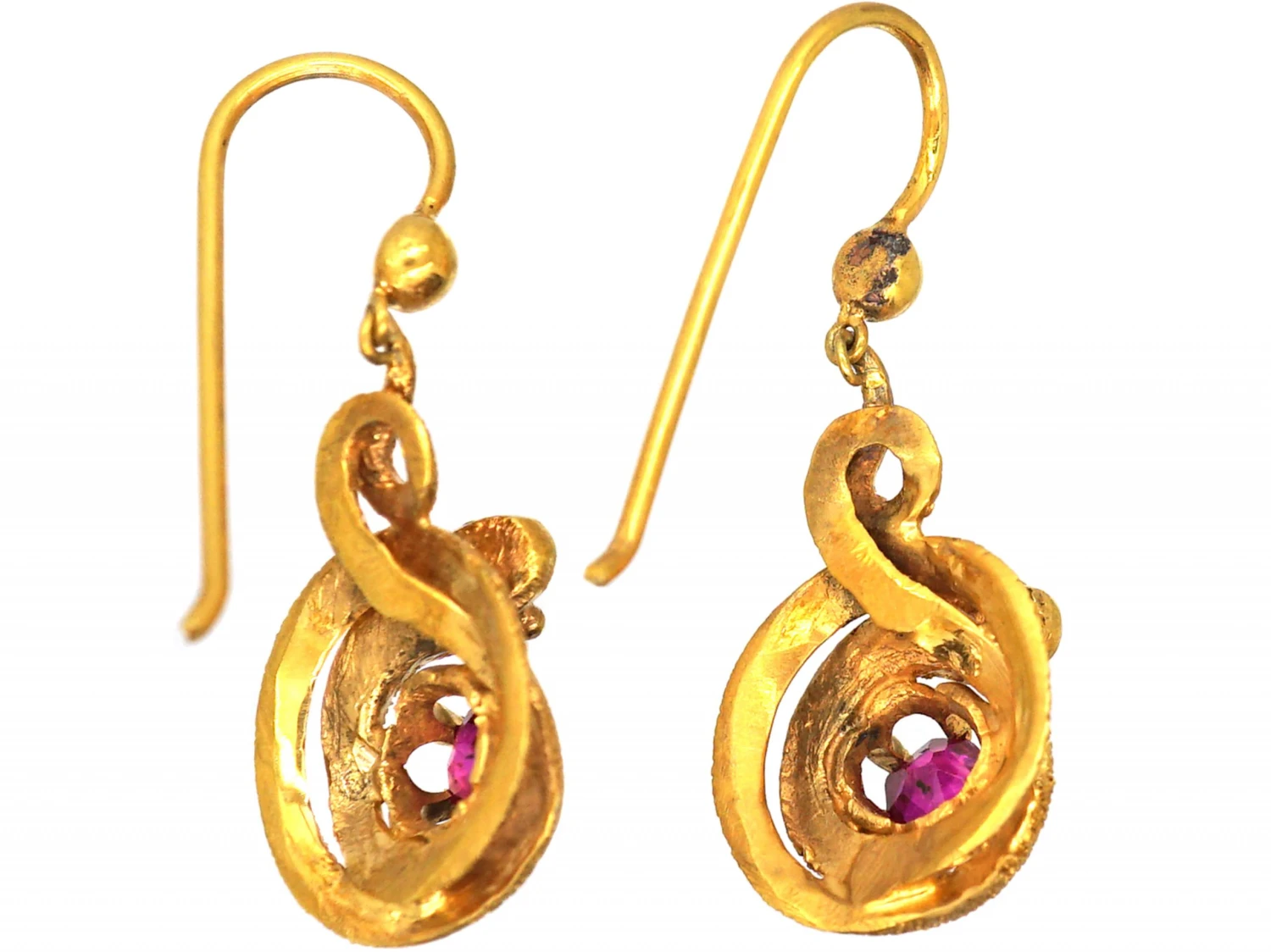 Victorian 15ct Gold Snake Earrings Set With Rubies 4 Victorian 15ct Gold Snake Earrings Set With Rubies - Image 2