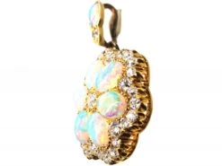 Edwardian 15ct Gold, Opal & Diamond Cluster Pendant -Antique Jewellery Company DSC08444 scaled 1