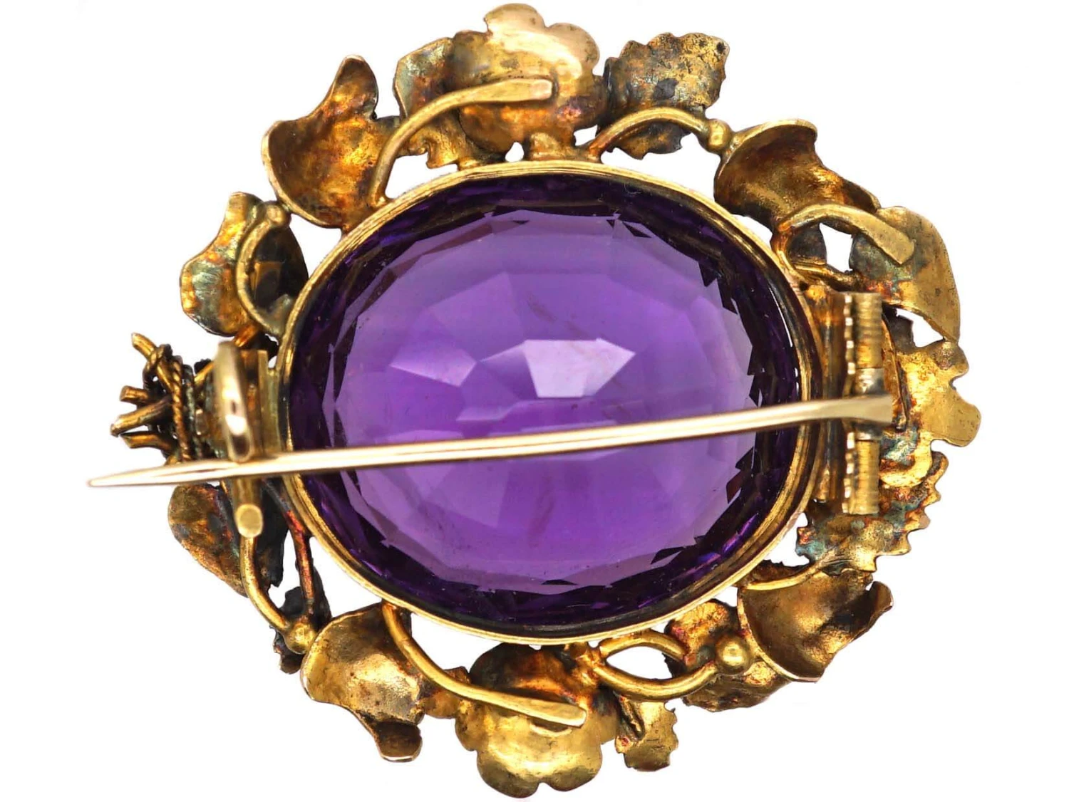 Regency 15ct Gold Three Colour Gold Brooch Set With An Amethyst 4 Regency 15ct Gold Three Colour Gold Brooch Set With An Amethyst - Image 2