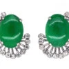 18ct White Gold Jadeite & Diamond Earrings 2 18ct White Gold Jadeite & Diamond Earrings -Antique Jewellery Company DSC08450