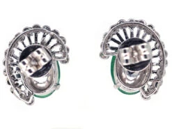 18ct White Gold Jadeite & Diamond Earrings 7 18ct White Gold Jadeite & Diamond Earrings -Antique Jewellery Company DSC08455