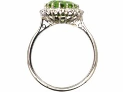 Mid 20th Century 18ct White Gold & Platinum Ring Set Withlarge Peridot & Diamonds -Antique Jewellery Company DSC08501 scaled 1