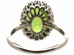 Mid 20th Century 18ct White Gold & Platinum Ring Set Withlarge Peridot & Diamonds -Antique Jewellery Company DSC08504 scaled 1