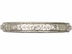 Early 20th Century Platinum Wedding Ring With Orange Blossom Motif