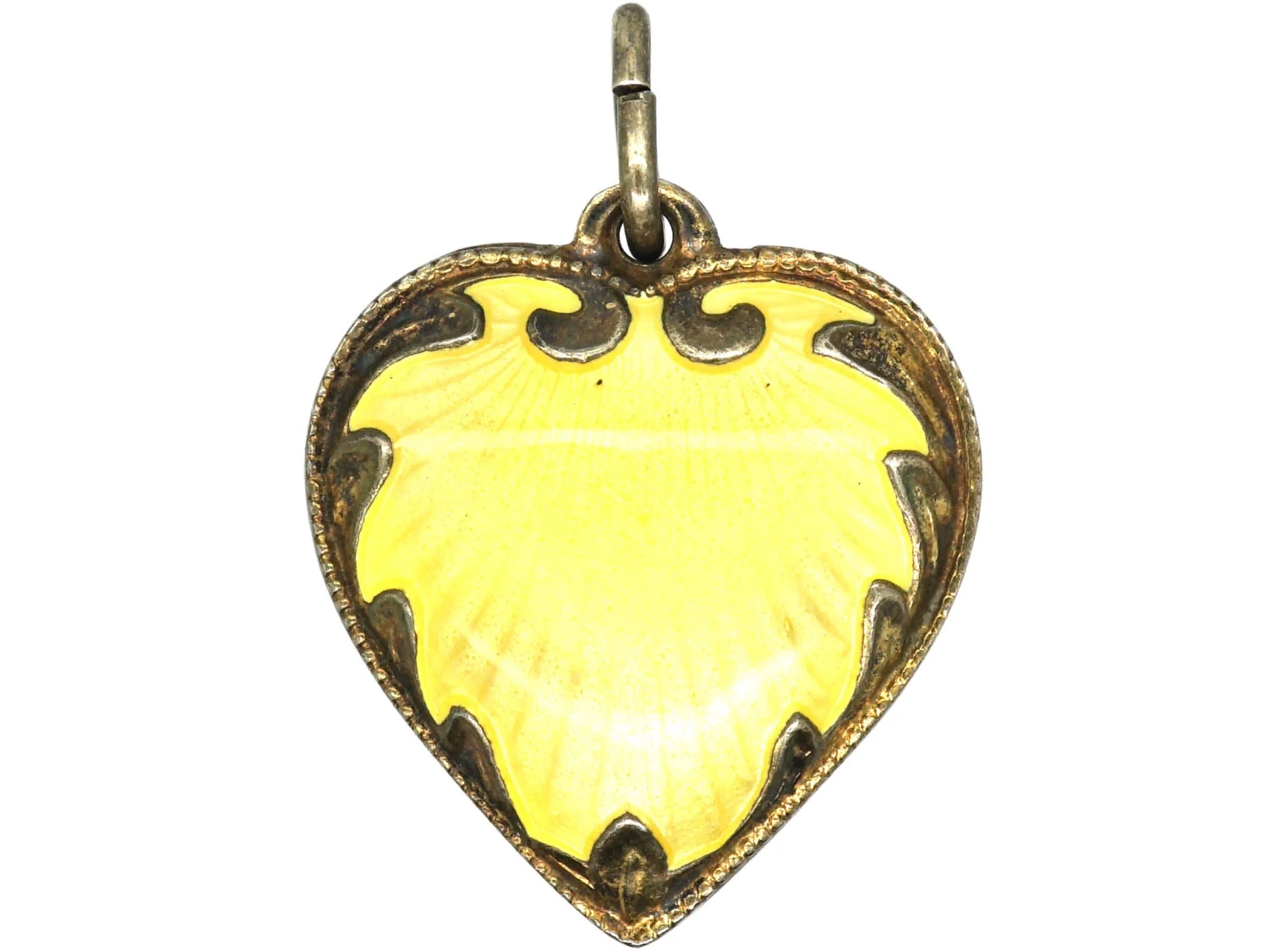 Norwegian Silver & Pale Yellow Enamel Double Sided Heart Pendant 3 Norwegian Silver & Pale Yellow Enamel Double Sided Heart Pendant